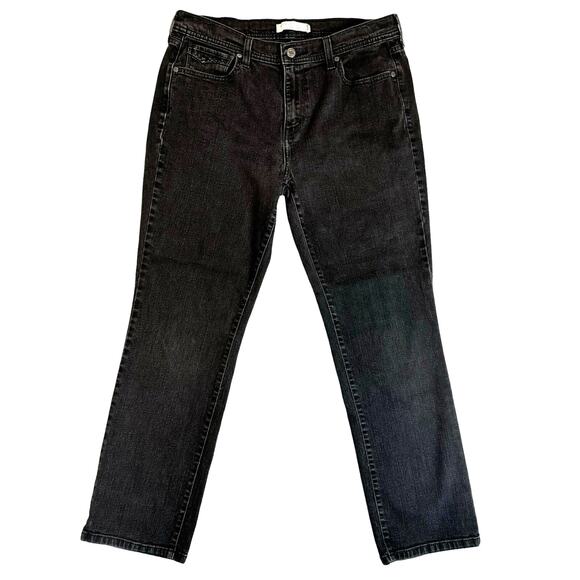 Levi’s 505 Straight Leg Jeans Women’s Size 12 Black Mid Rise Stretch Casual Mom - Picture 1 of 15